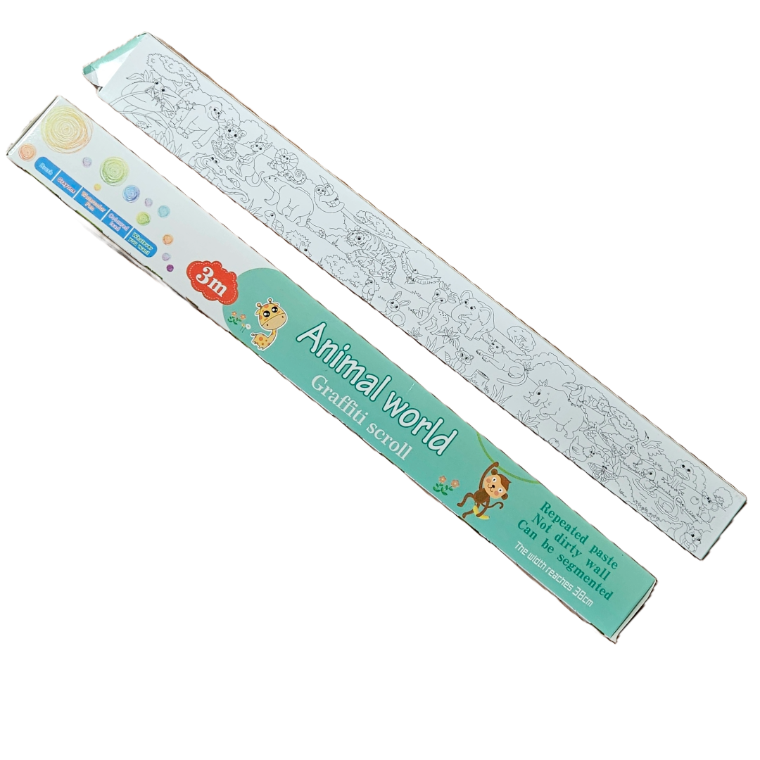 3m colouring in roll animal world