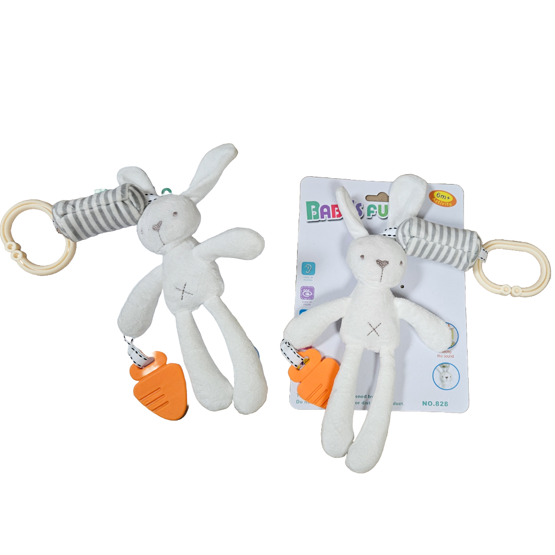 Soft Fluffy Bunny Rattle – Perfect for Baby Playtime! - Little Explorers Toy Shop