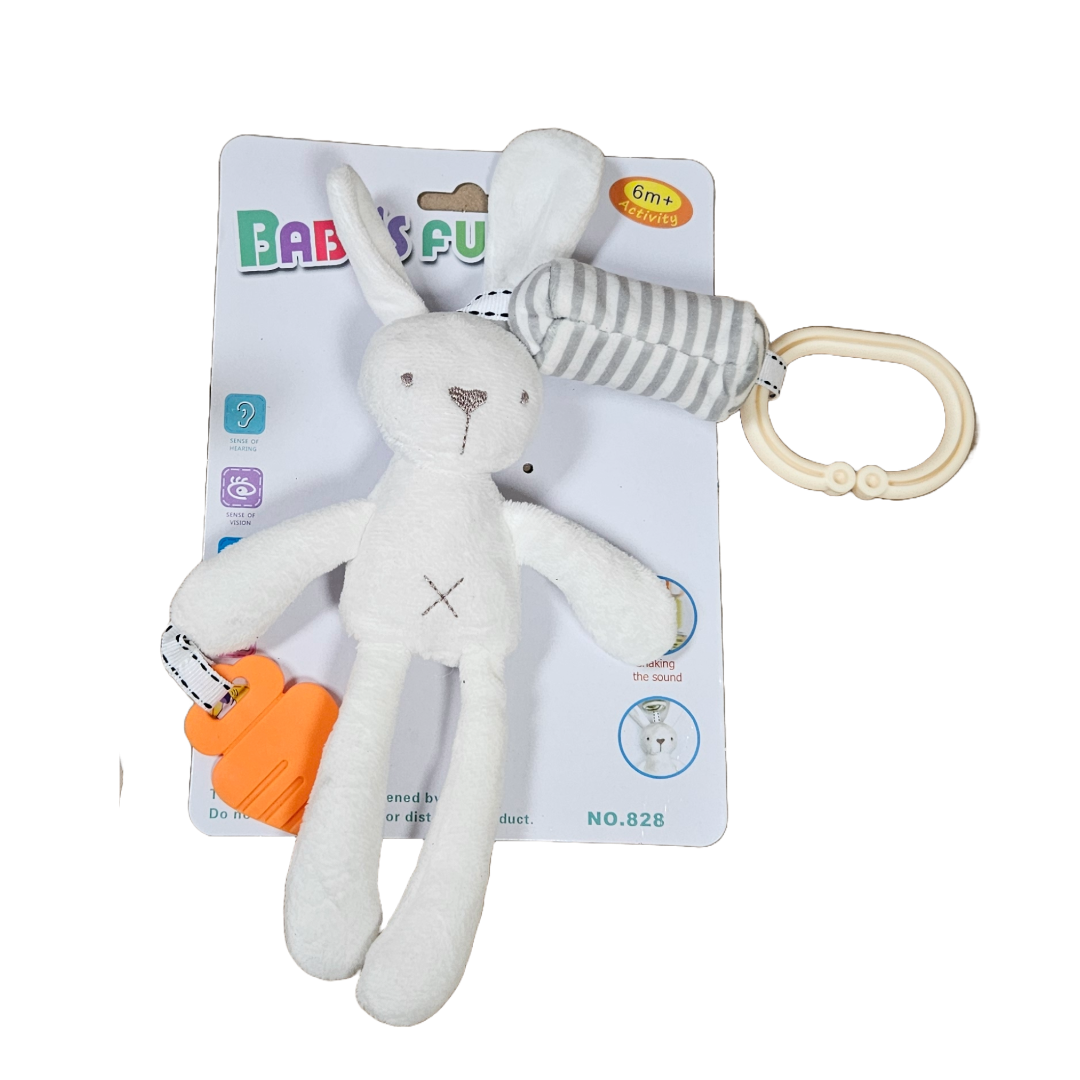 Soft Fluffy Bunny Rattle – Perfect for Baby Playtime! - Little Explorers Toy Shop