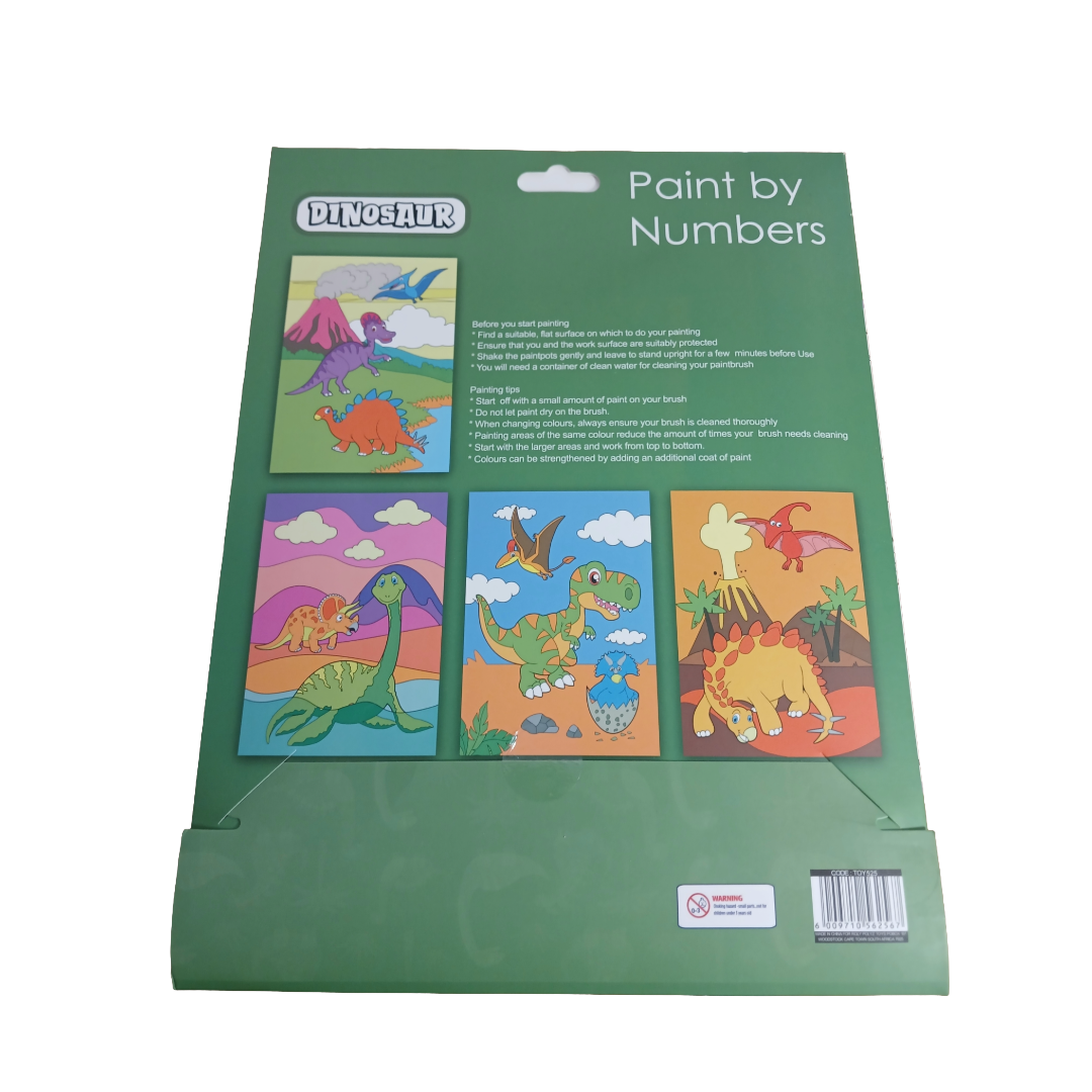 Dinosaur paint by numbers kit back
