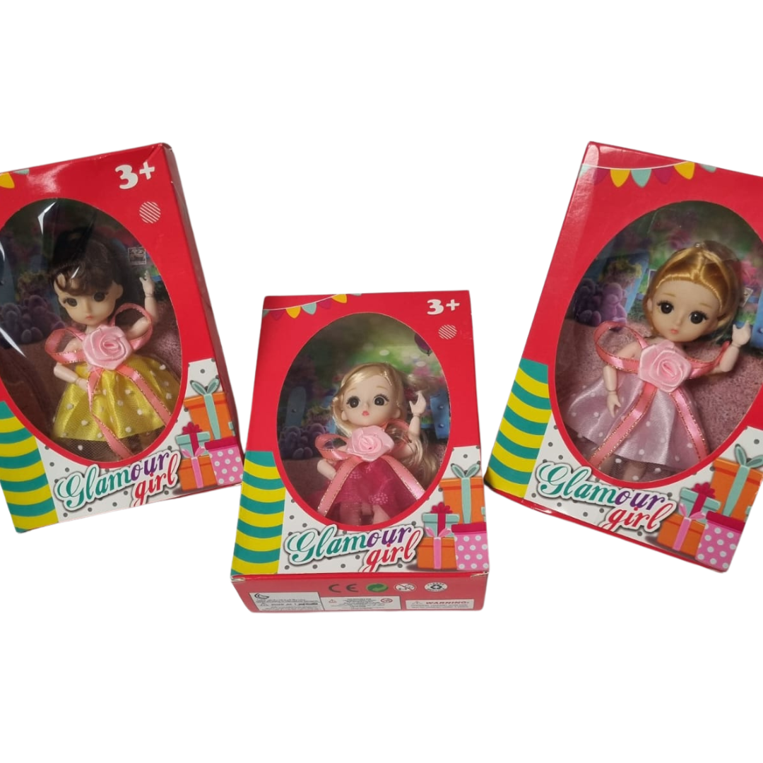 Adorable Small Doll in Party Dress – Perfect for Girls' Playtime!