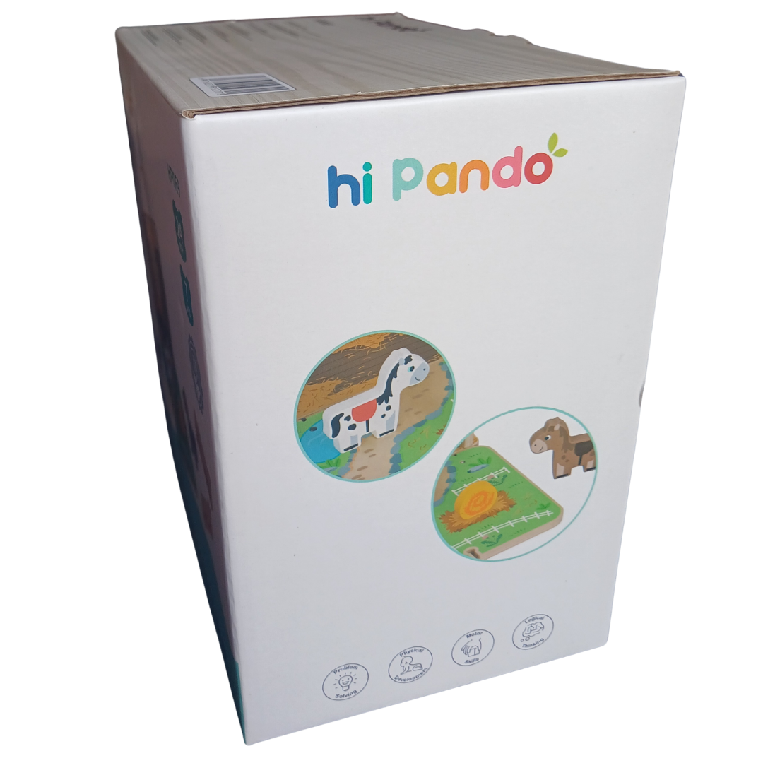 Hi Pando Foldable Wooden Horse Farm Playset