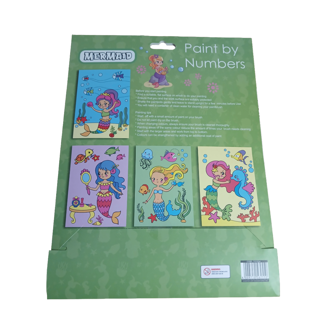 Mermaid paint by numbers kit back