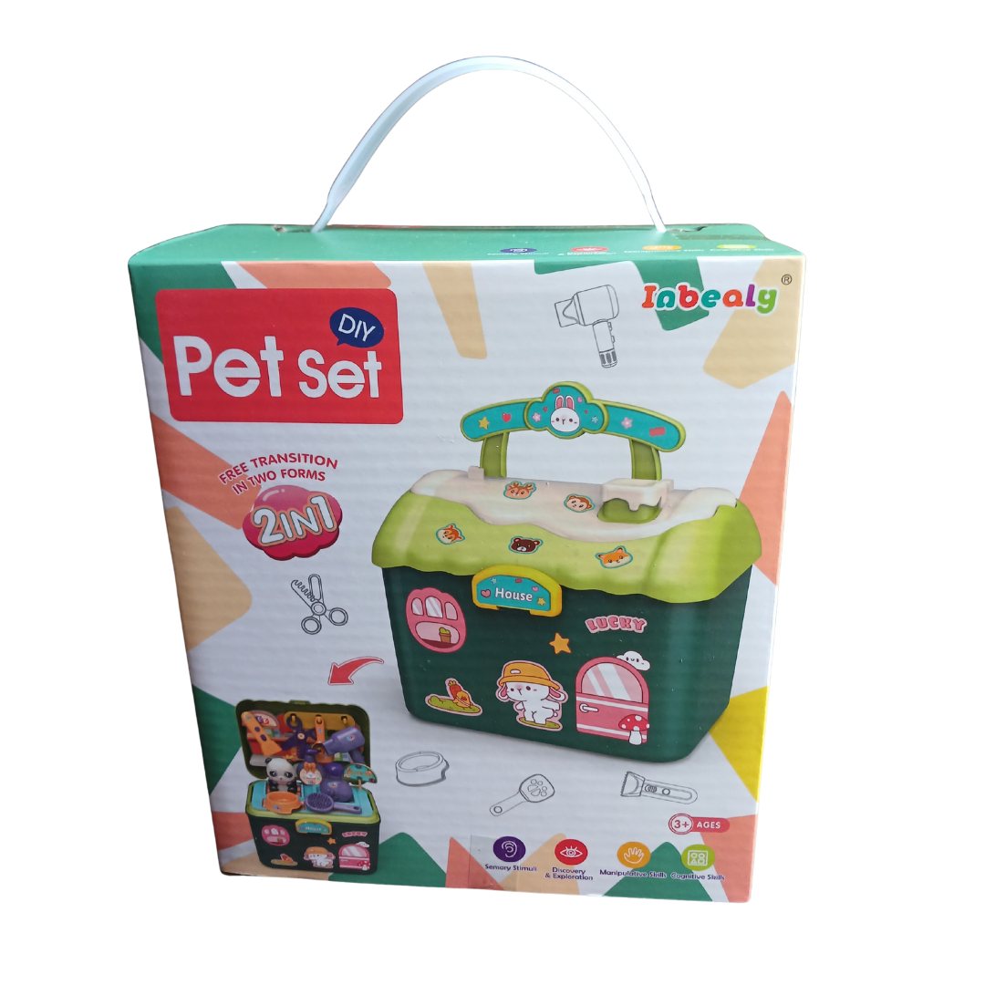 Pet set toy packaging with colorful design and Tabealy branding