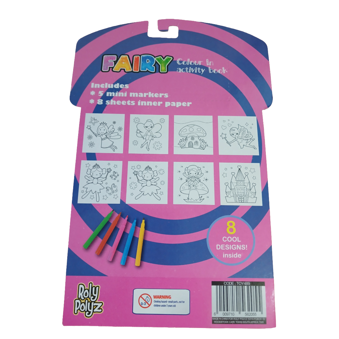 Roly Polyz Fairy coloring book with markers and paper