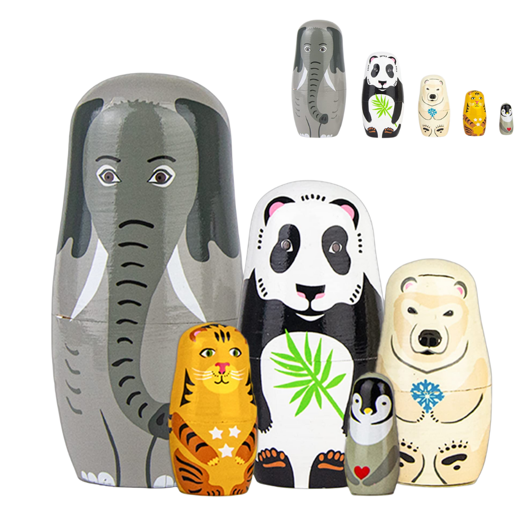 Wooden Nesting Dolls – Animal & Fairy Sets (5 Piece)