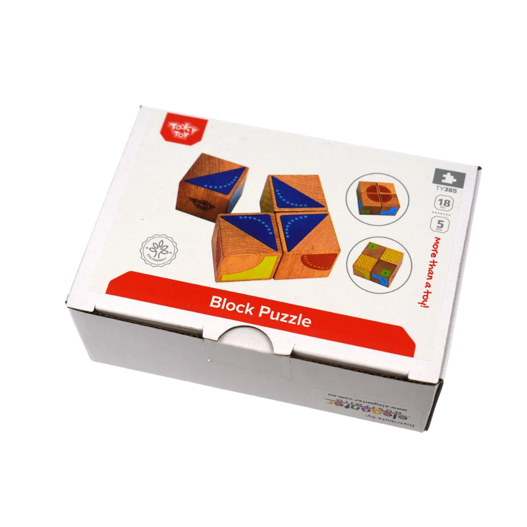 Tooky Toy Wooden Geometric Shape Block Puzzle