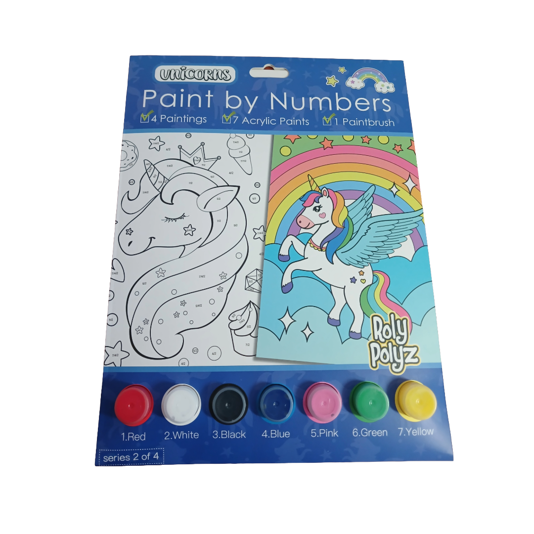Unicorn paint by numbers kit front