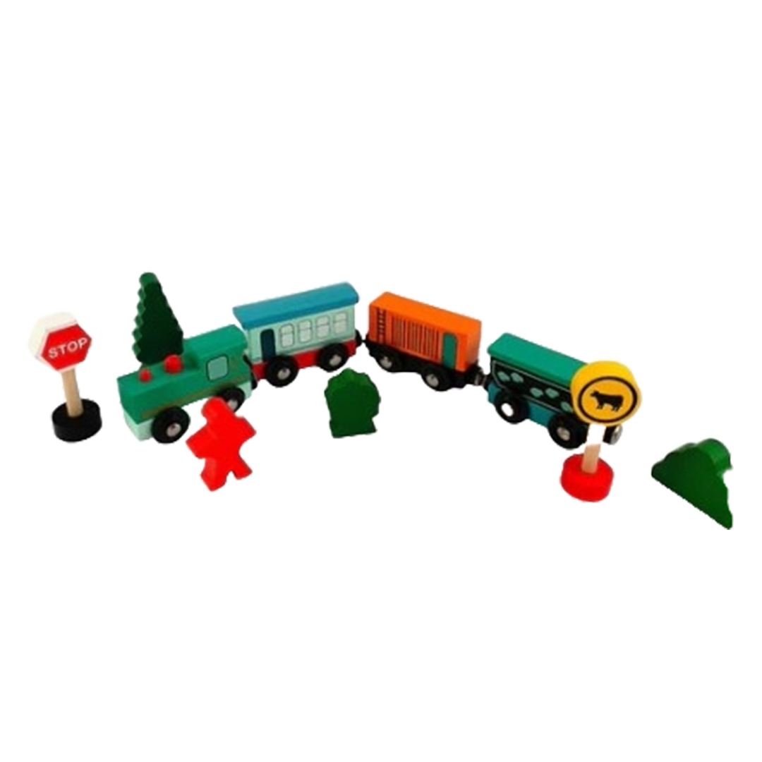 Classic Wooden Train Set with Magnetic Cars - Little Explorers Toy Shop