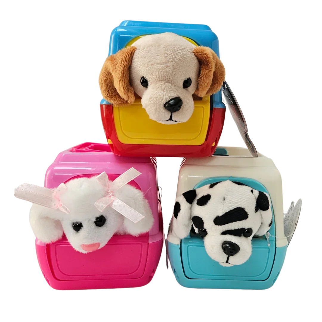 Dog in Carry Case – Cute Soft Animal Toy - Little Explorers Toy Shop