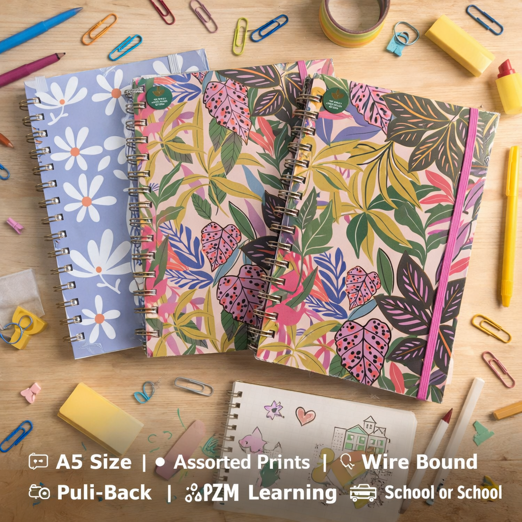 A5 Wire-Bound Notebooks: Assorted Botanical Prints