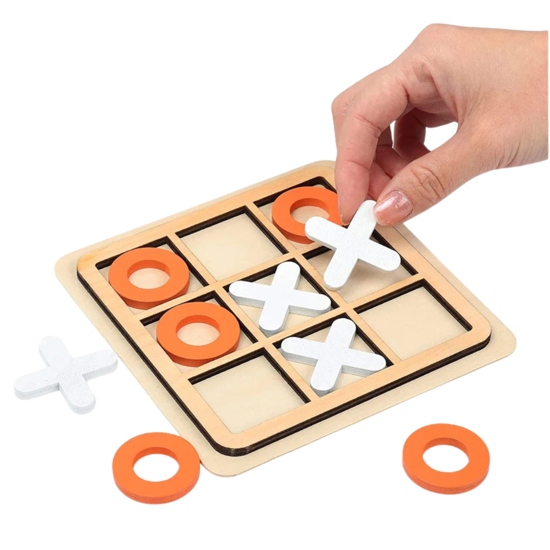 Classic Wooden Tic-Tac-Toe Game (Random colors available - Little Explorers Toy Shop