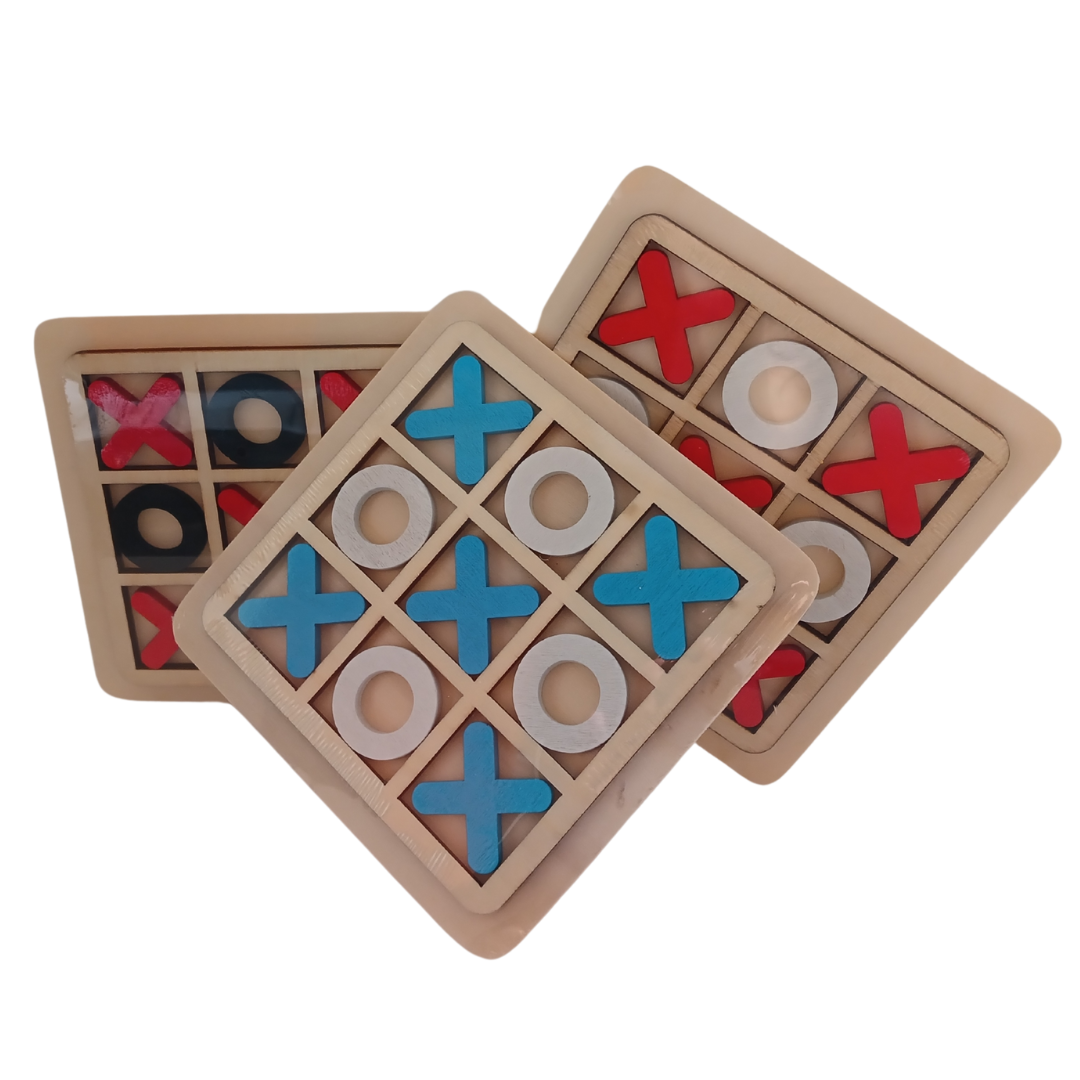 Classic Wooden Tic-Tac-Toe Game (Random colors available - Little Explorers Toy Shop