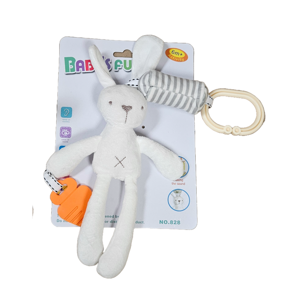 Soft Fluffy Bunny Rattle – Perfect for Baby Playtime! - Little Explorers Toy Shop