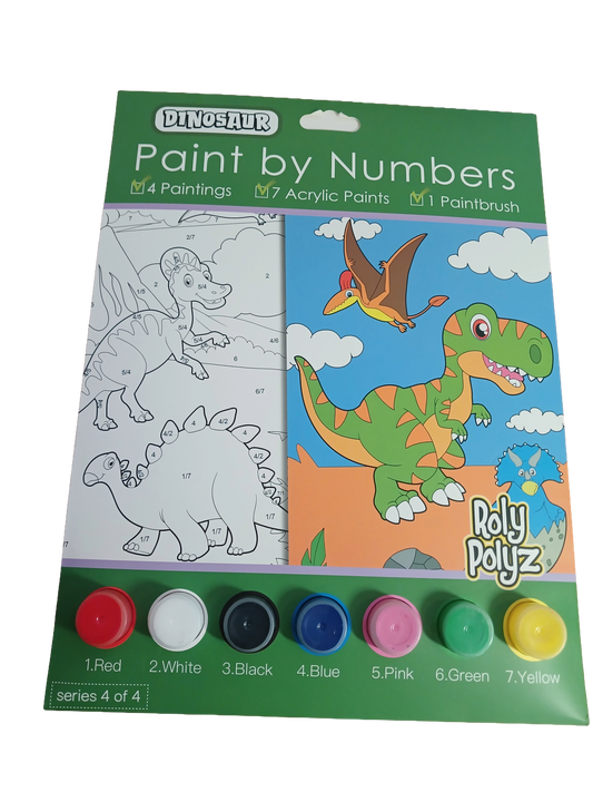 Dinosaur paint by numbers kit front