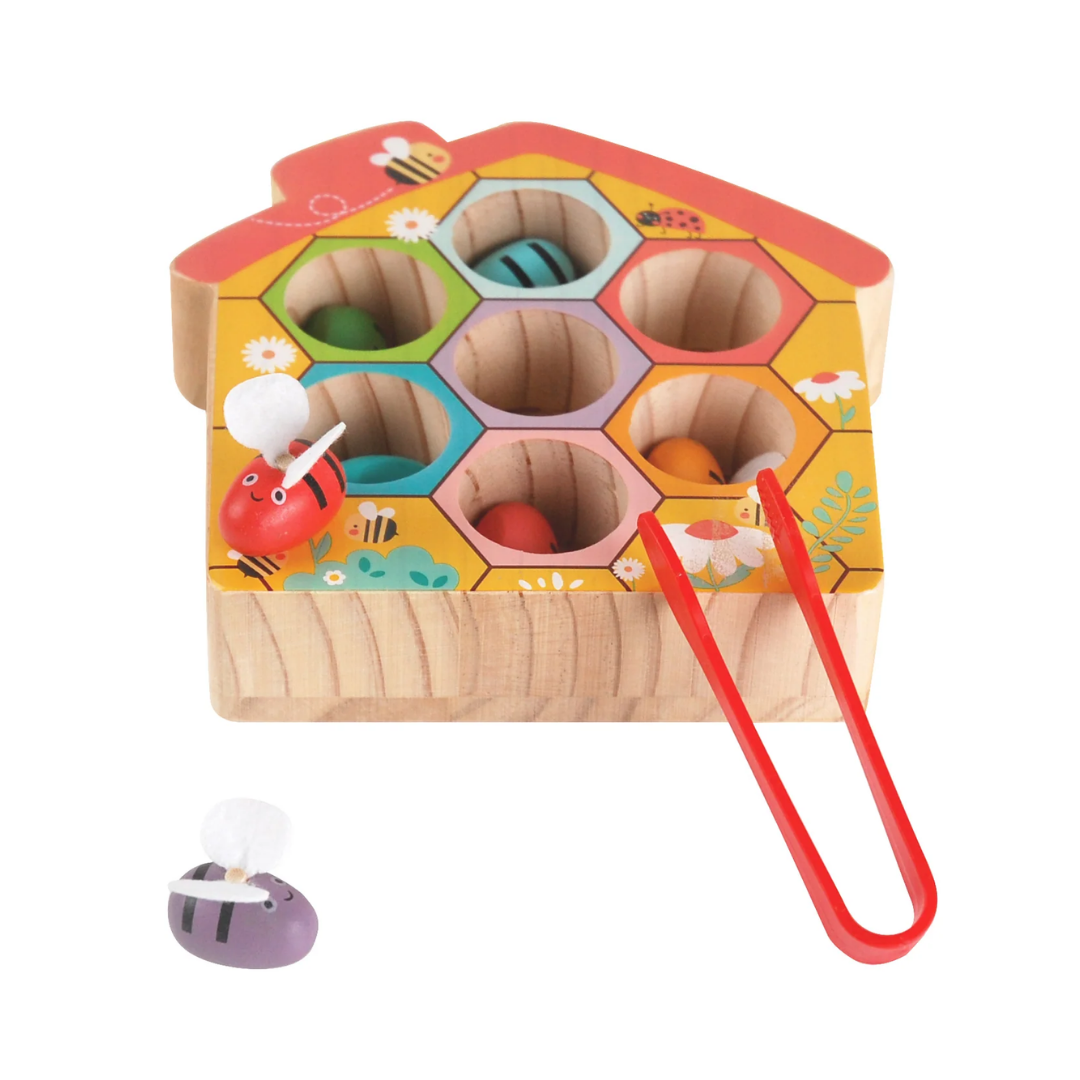 Magnetic Wooden Bee Hive Toy: Fine Motor & Color Match Puzzle