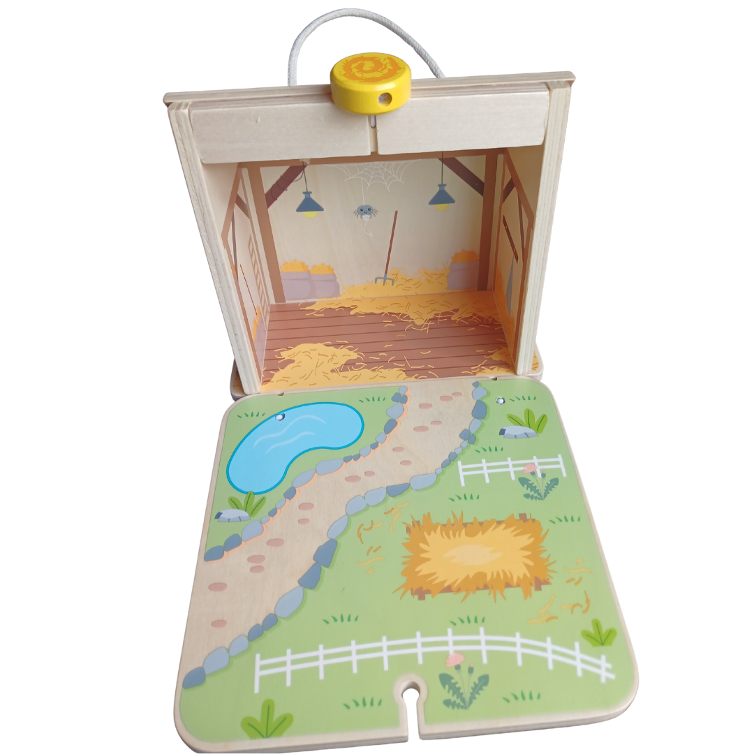 Hi Pando Foldable Wooden Horse Farm Playset