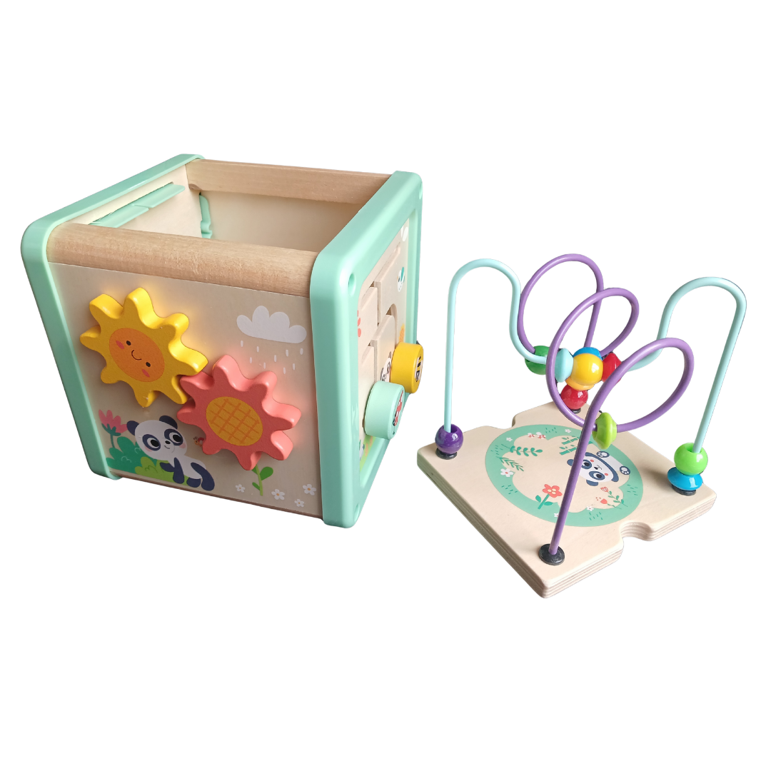 Hi Pando 5-in-1 Wooden Activity Play Cube