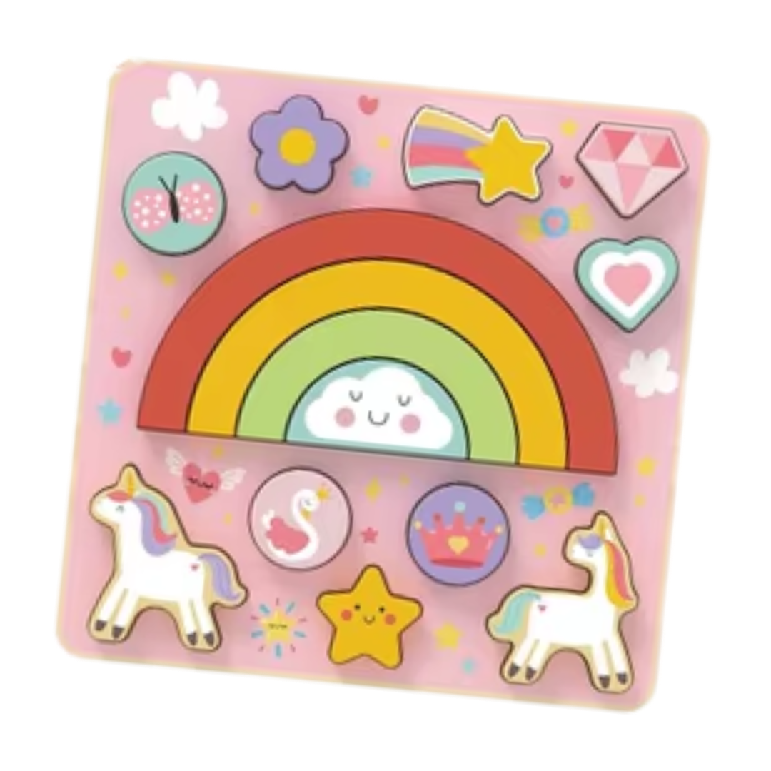 Hi Pando wooden 2-in-1 Balance Puzzle in Unicorn theme, 15 pieces for ages 18 months and up.