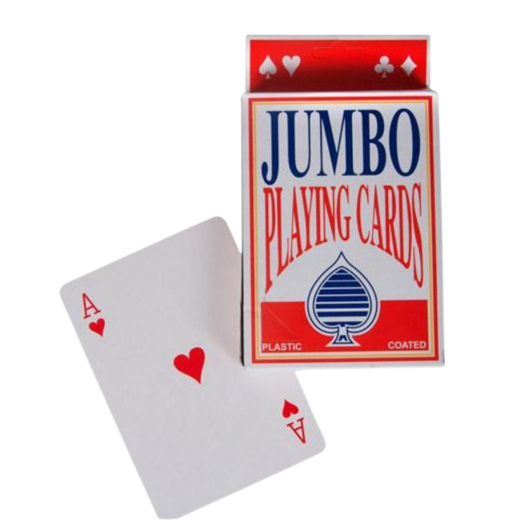 Two decks of Jumbo Playing Cards in red and white packaging with large spade logo