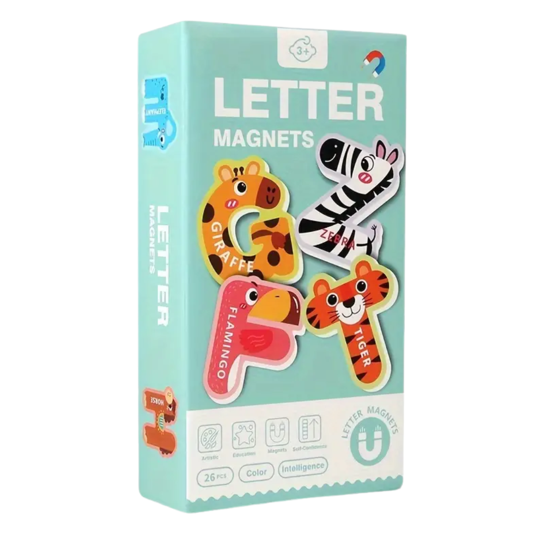 Box of letter magnets with animal designs - Upper Case
