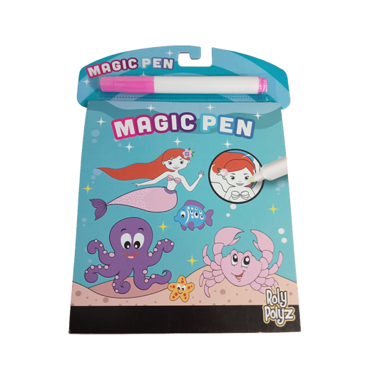 Packaged magic pen with mermaid and sea creature illustrations