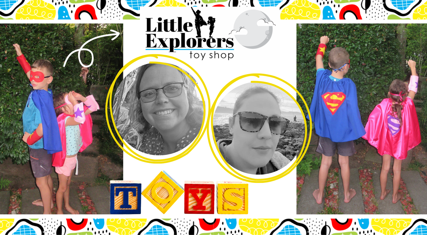 Photos of the founders of Little Exploreres Toy Shop