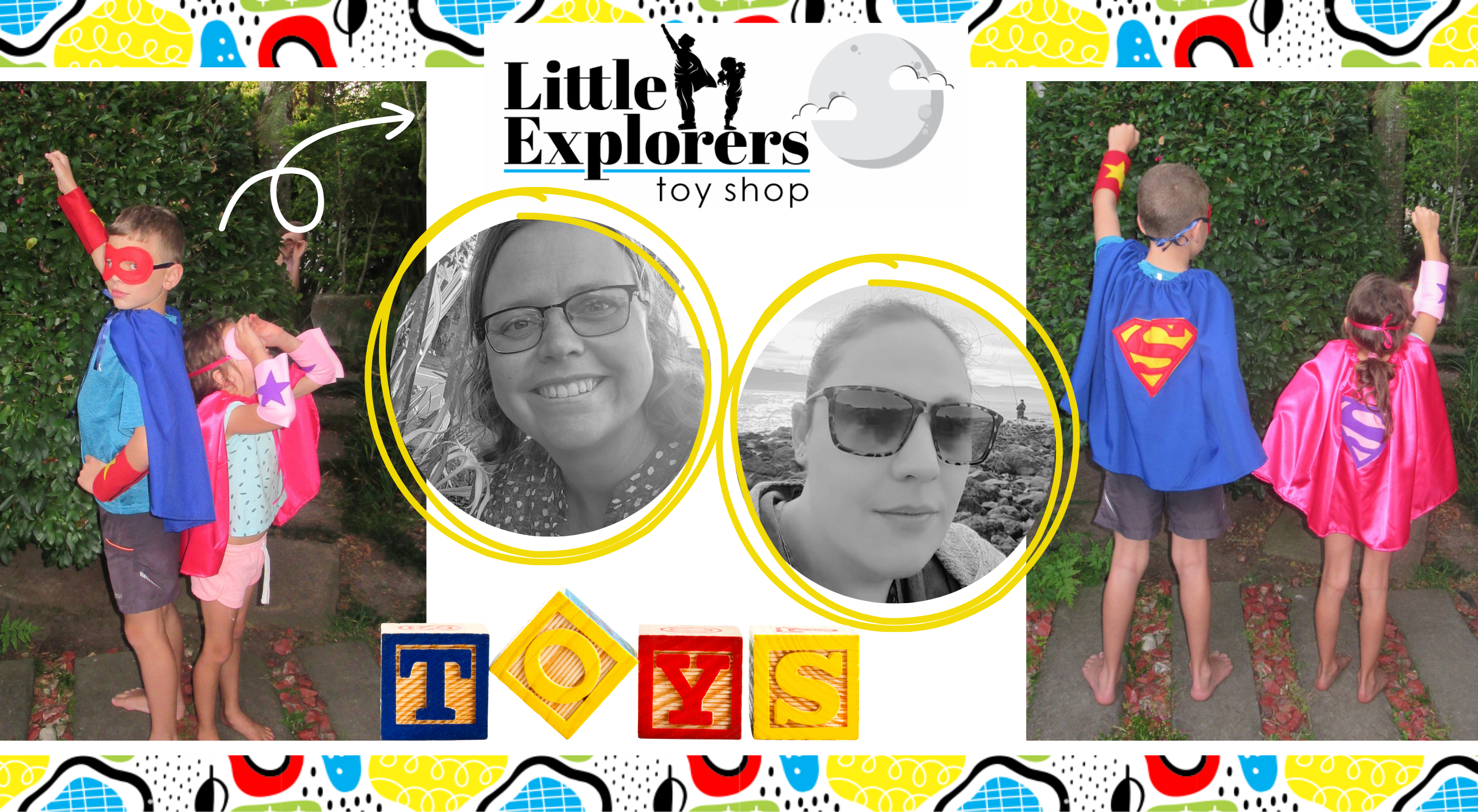 Photos of the founders of Little Exploreres Toy Shop