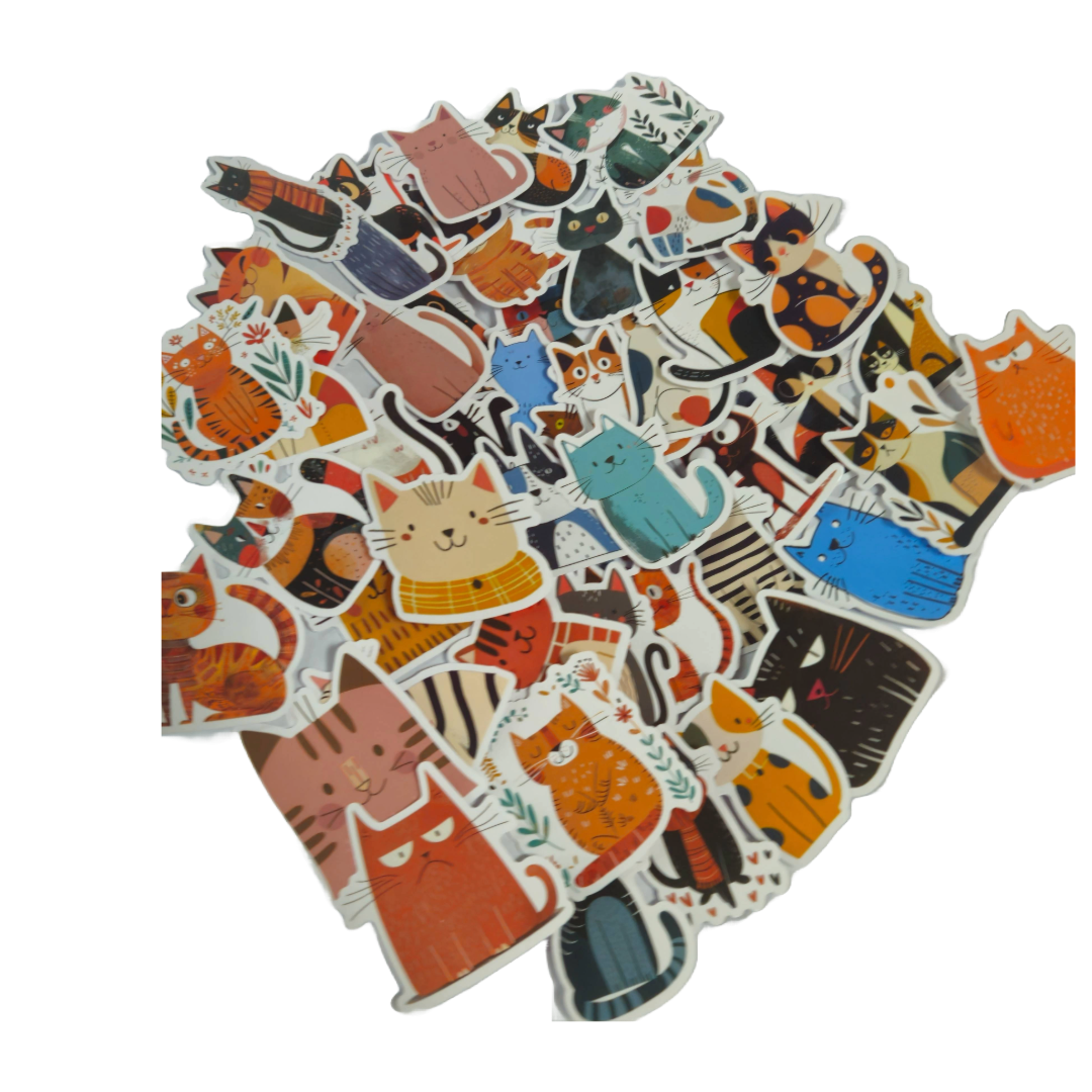 Cat-themed sticker set