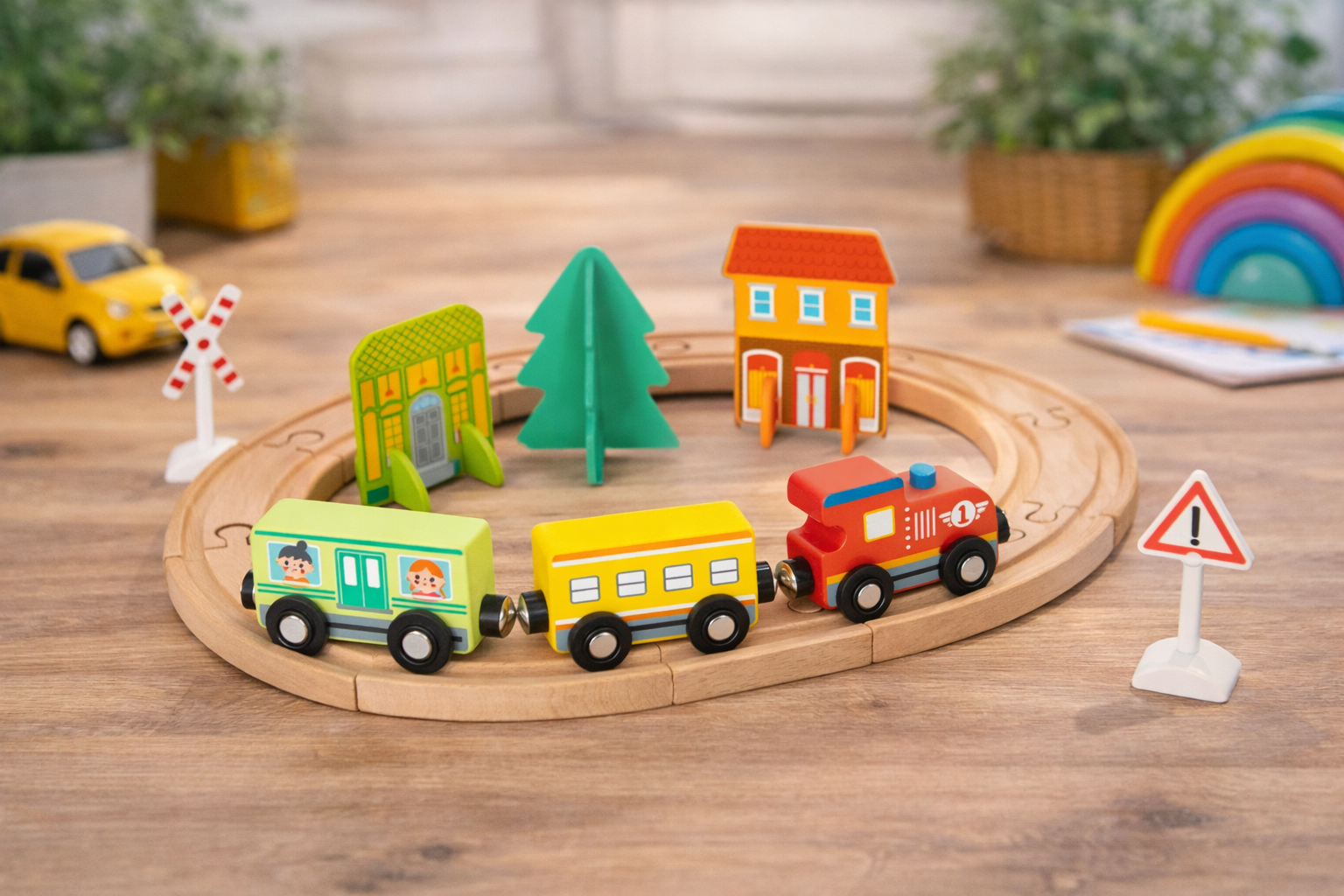 Tooky Woode Train Set in playroom