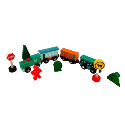 Classic Wooden Train Set with Magnetic Cars - Little Explorers Toy Shop