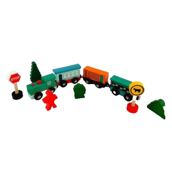Classic Wooden Train Set with Magnetic Cars - Little Explorers Toy Shop