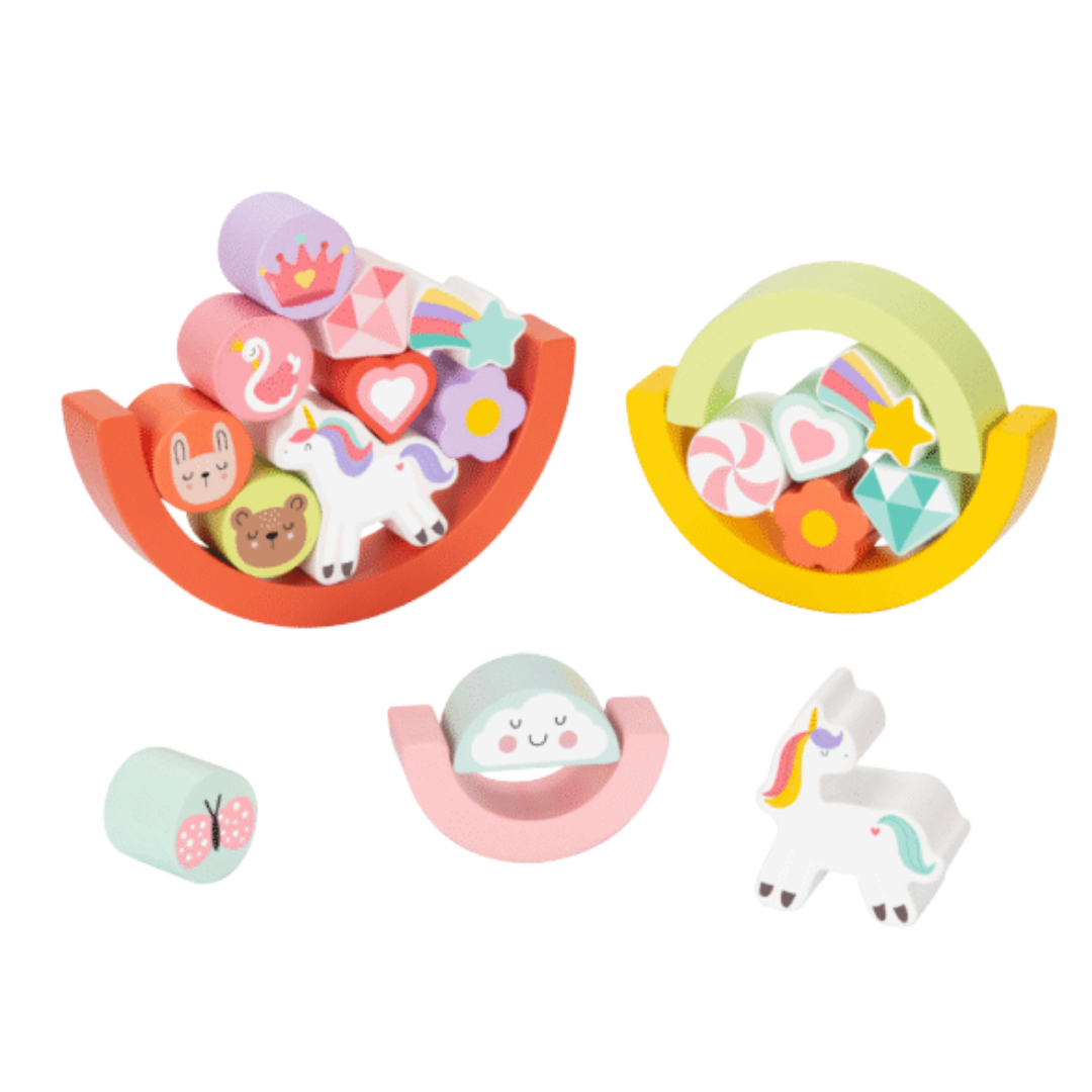 Hi Pando wooden 2-in-1 Balance Puzzle in Unicorn theme, 15 pieces for ages 18 months and up.