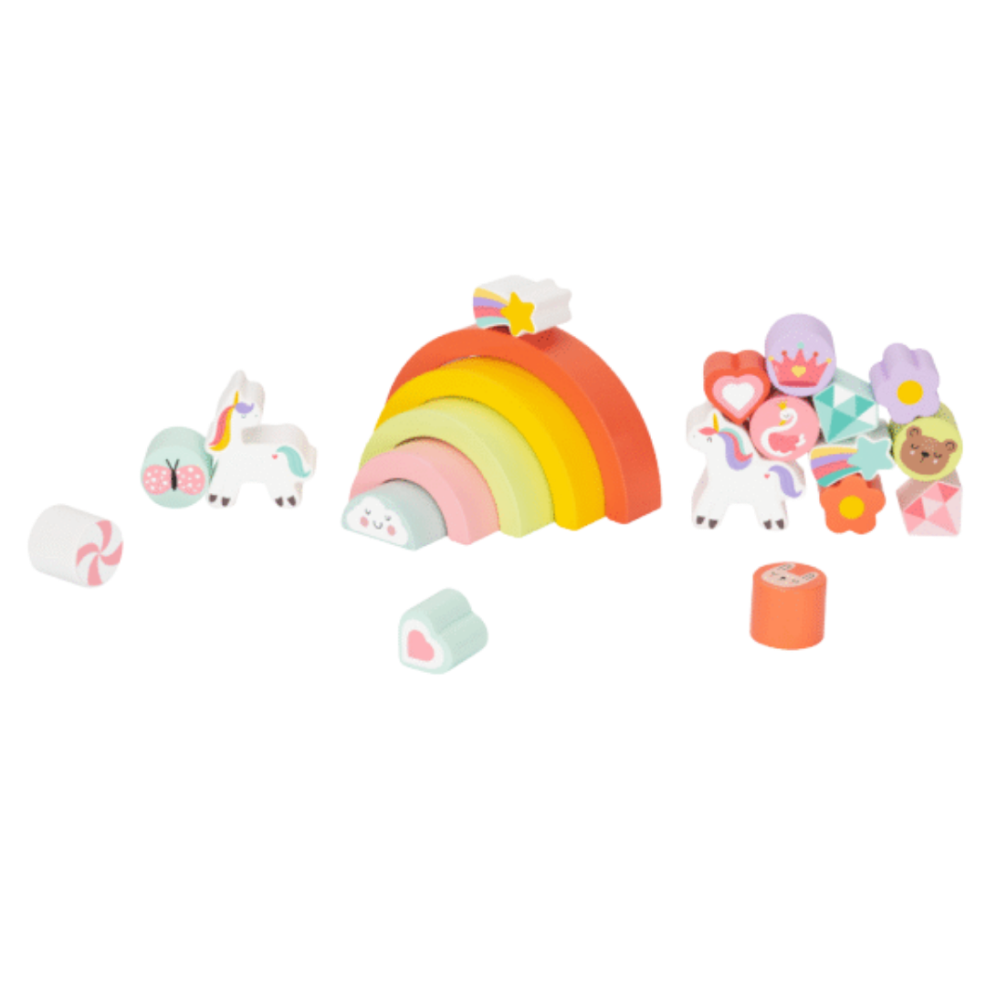 Hi Pando wooden 2-in-1 Balance Puzzle in Unicorn theme, 15 pieces for ages 18 months and up.