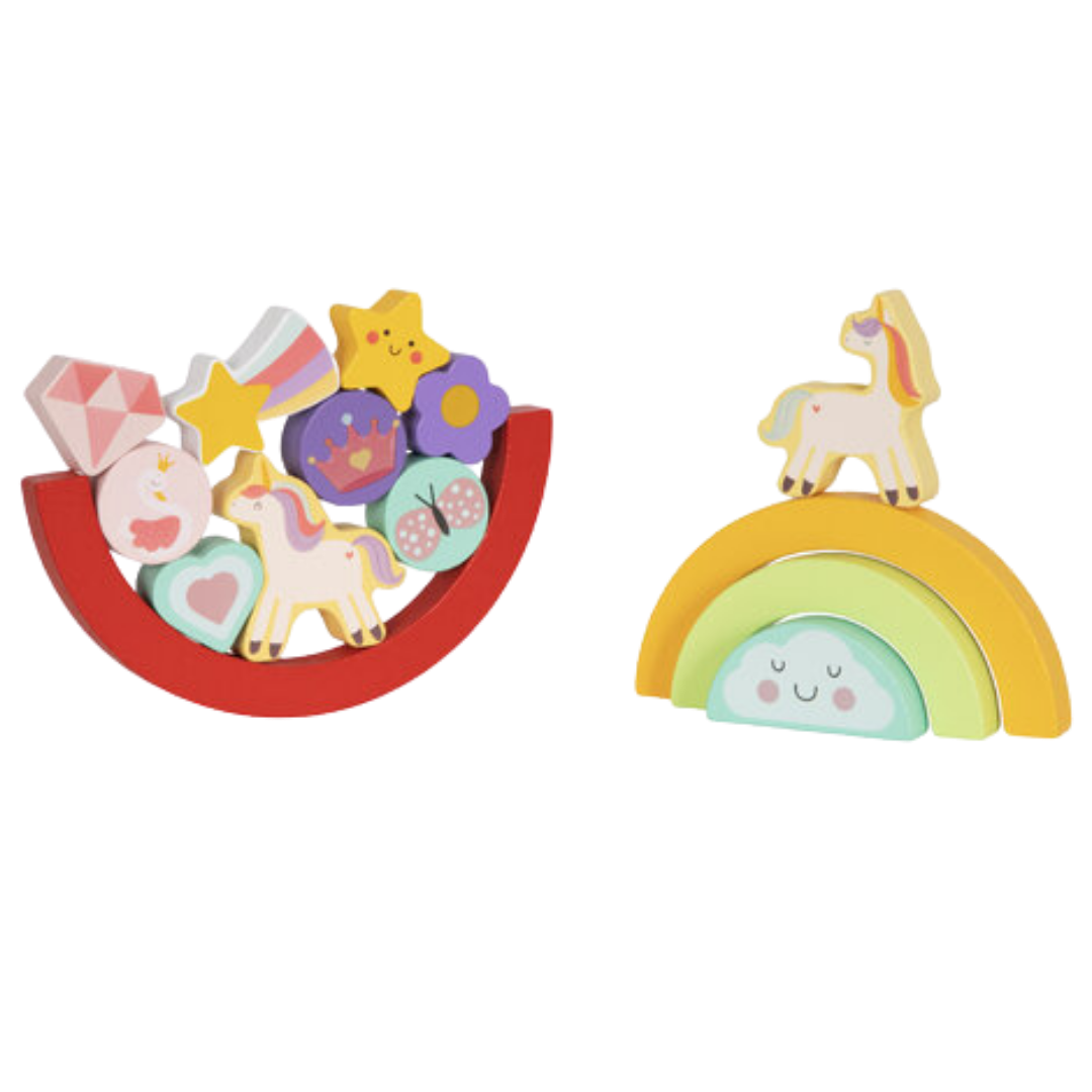 Hi Pando wooden 2-in-1 Balance Puzzle in Unicorn theme, 15 pieces for ages 18 months and up.