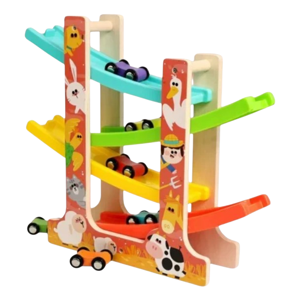 Wooden Ladder Gliding Car Race Track Toy