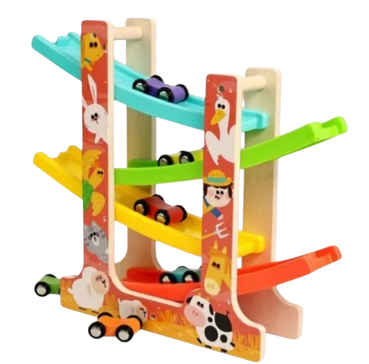 Wooden Ladder Gliding Car Race Track Toy