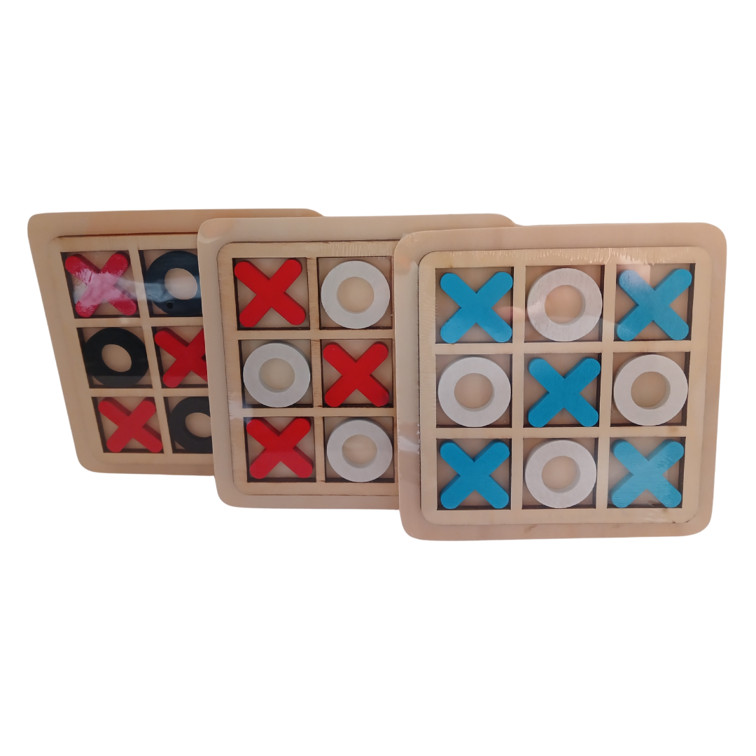 Classic Wooden Tic-Tac-Toe Game (Random colors available - Little Explorers Toy Shop