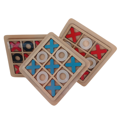 Classic Wooden Tic-Tac-Toe Game (Random colors available - Little Explorers Toy Shop